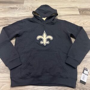 NFL New Orleans Saints Logo Pullover Hoodie Black Youth Large (14/16) NWT